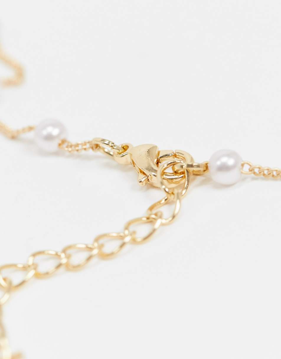 DesignB London Exclusive pearl choker necklace in gold