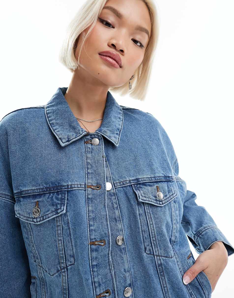 Only oversized denim jacket in medium blue