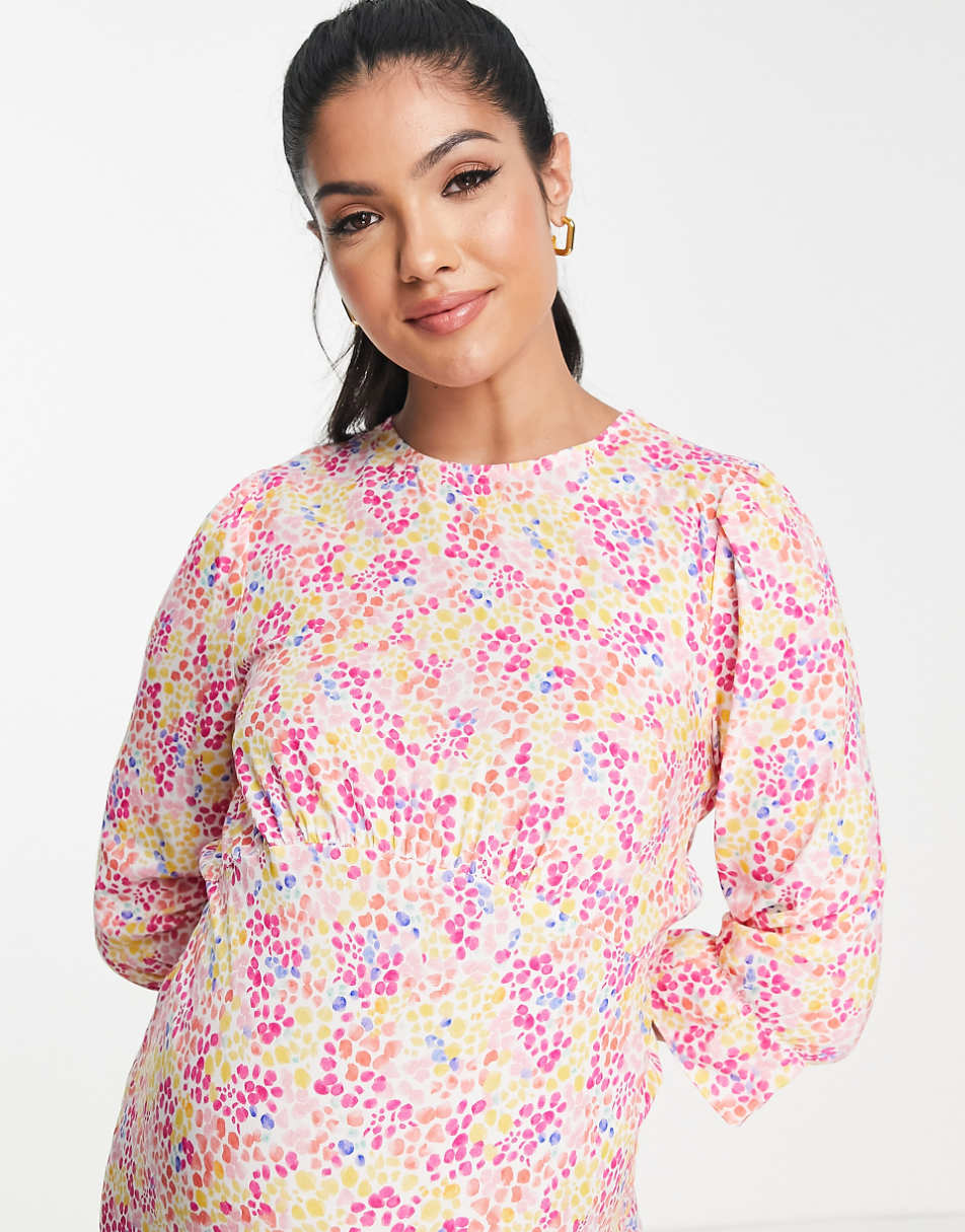Nobody's Child Maternity Selena ditsy dot pink multicolored dress