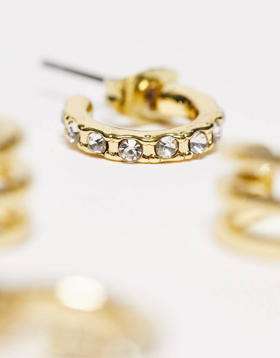 Pieces exclusive 18k plated 2 pack huggie earrings in gold