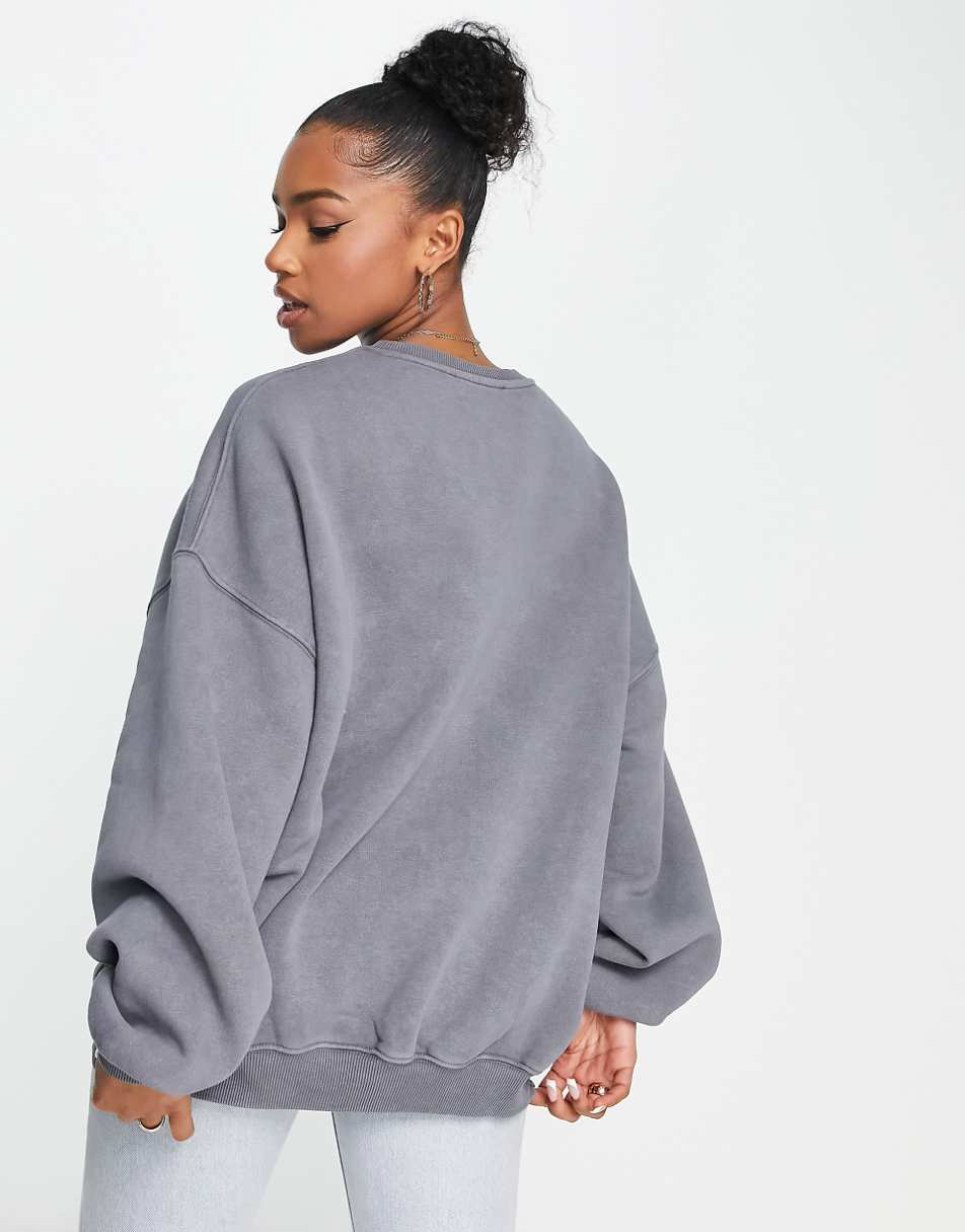 Bershka graphic print oversized sweat in gray