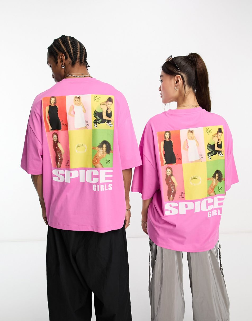 ASOS DESIGN unisex oversized T-shirt with Spice Girls print in pink