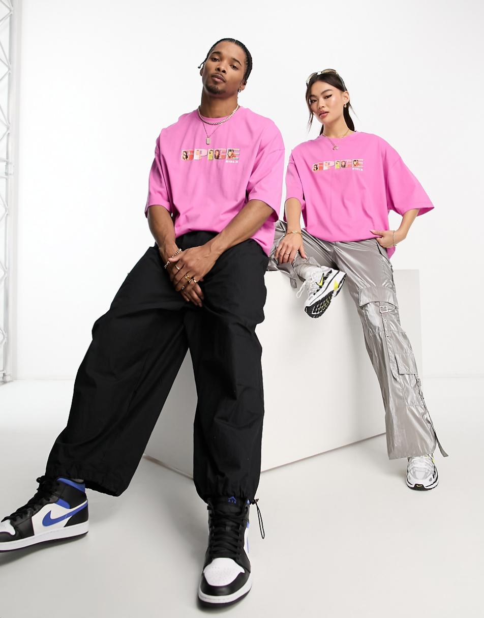 ASOS DESIGN unisex oversized T-shirt with Spice Girls print in pink