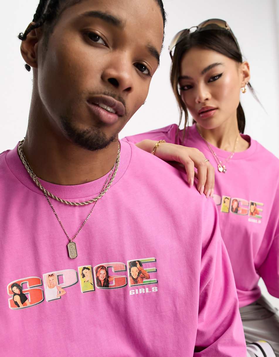 ASOS DESIGN unisex oversized T-shirt with Spice Girls print in pink