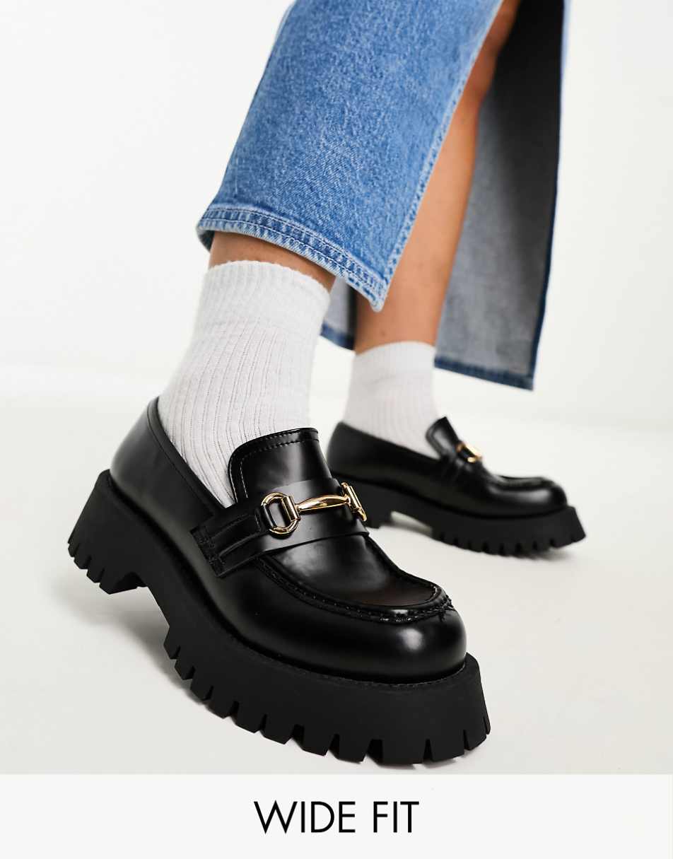 ASOS DESIGN Wide Fit Masterpiece chunky loafers in black