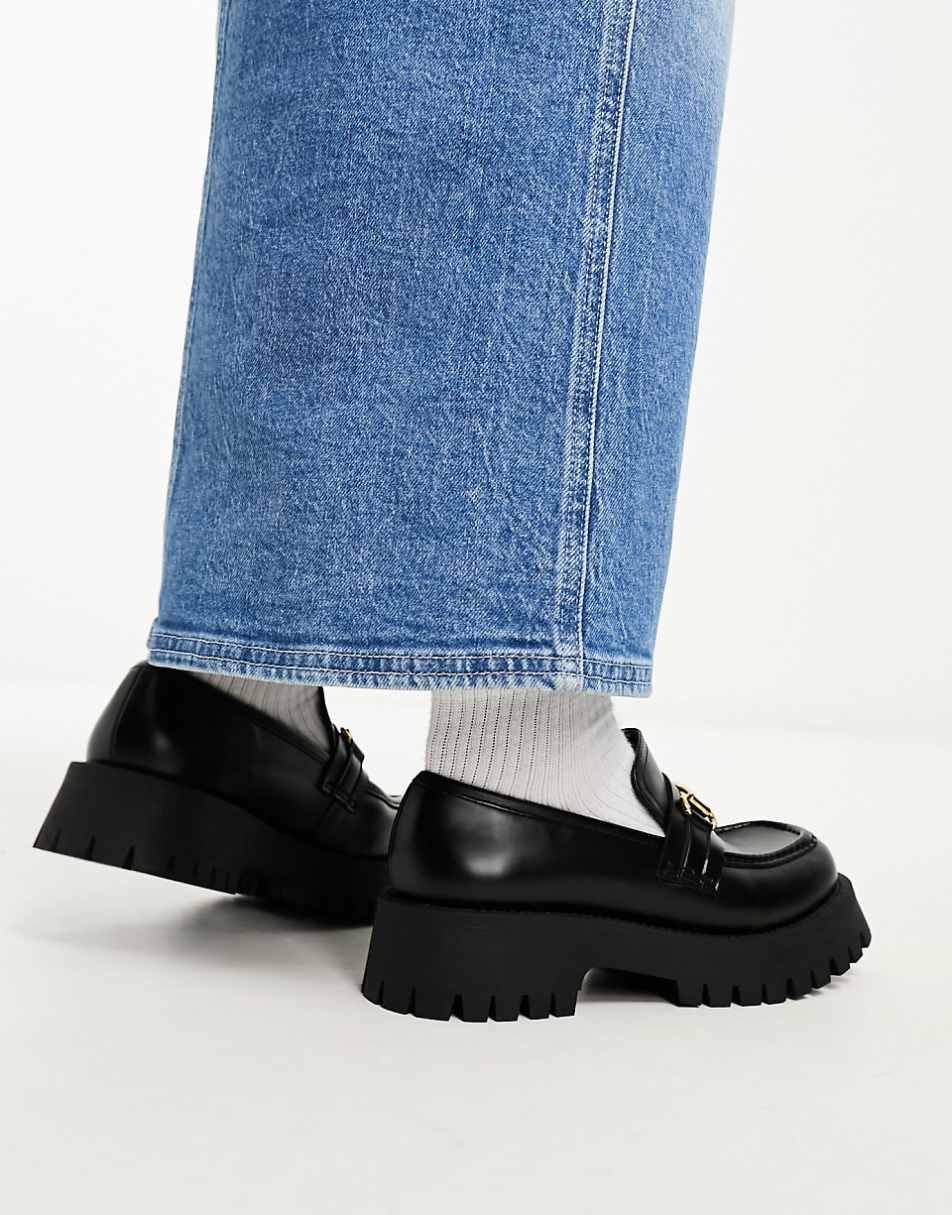 ASOS DESIGN Wide Fit Masterpiece chunky loafers in black