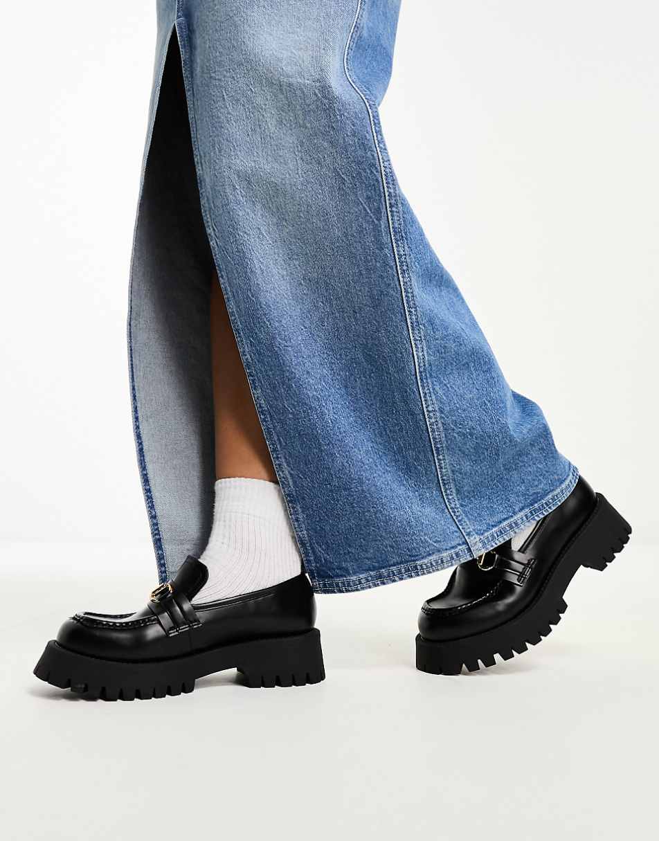 ASOS DESIGN Wide Fit Masterpiece chunky loafers in black