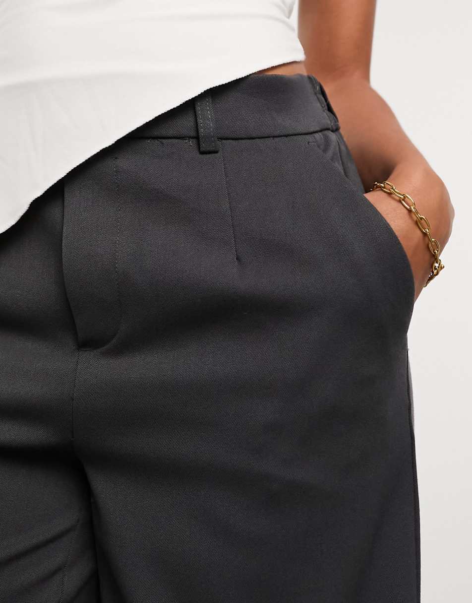Object mid rise pull on smart pants in gray