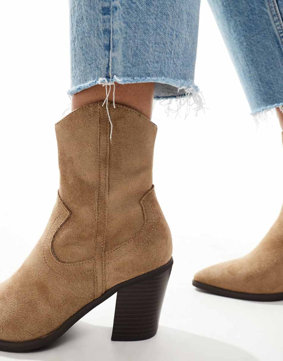 ASOS DESIGN Rational heeled western boots in taupe