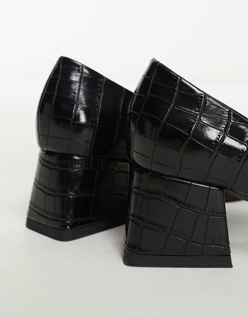 ASOS DESIGN Saint block mid heeled shoes in black