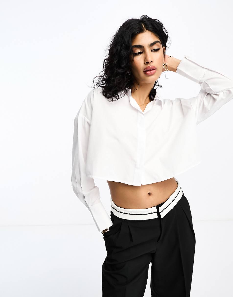 ASOS DESIGN ultimate cropped shirt in white