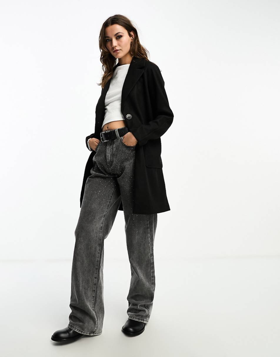 Only tailored coat in black