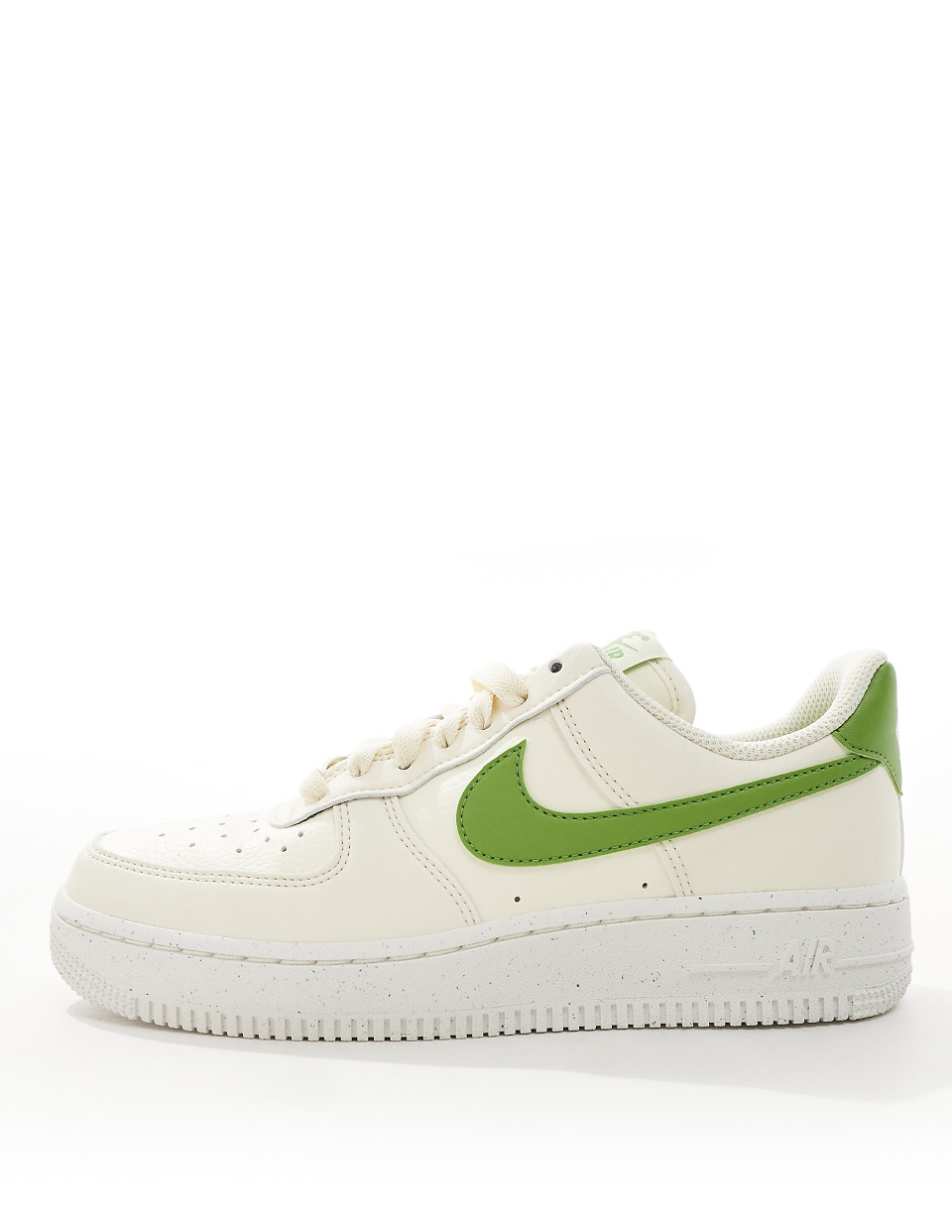 Nike Air Force 1 sneakers in off white and green
