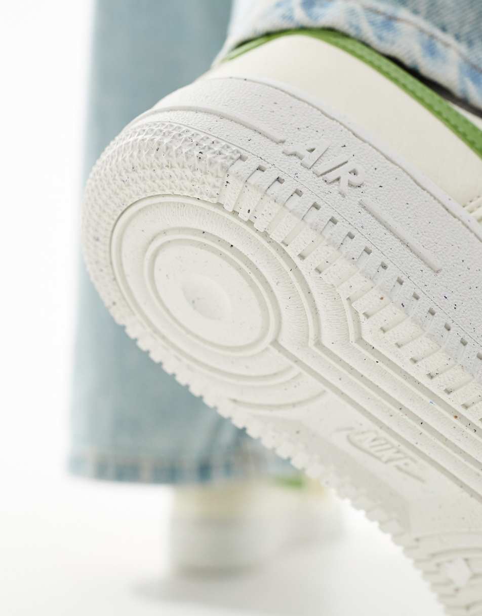 Nike Air Force 1 sneakers in off white and green