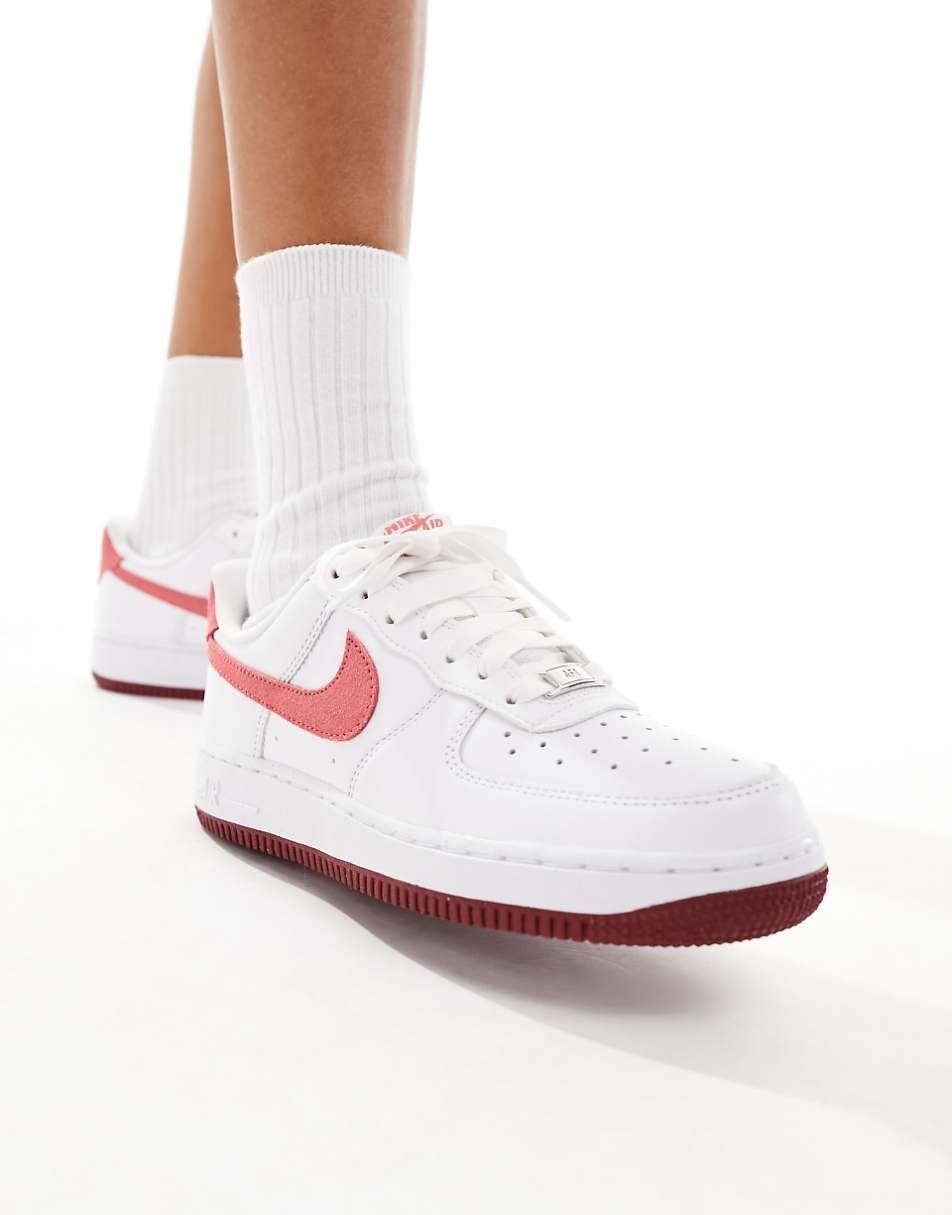 Nike Air Force 1 sneakers in white and red