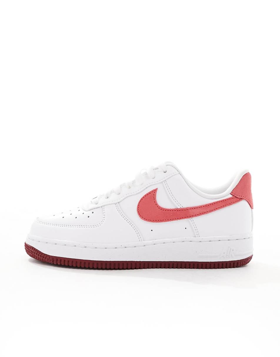 Nike Air Force 1 sneakers in white and red