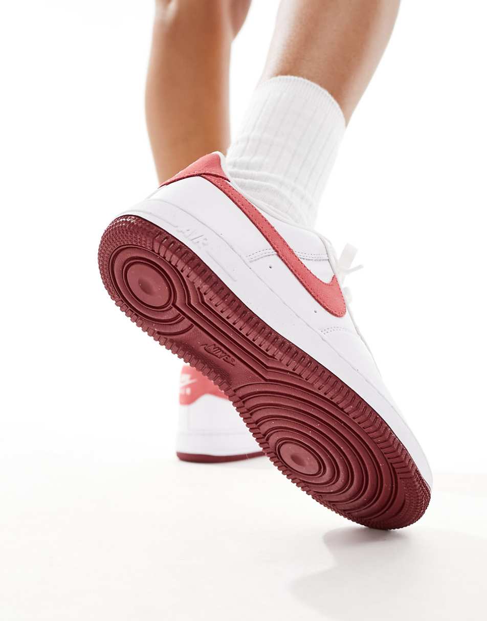 Nike Air Force 1 sneakers in white and red