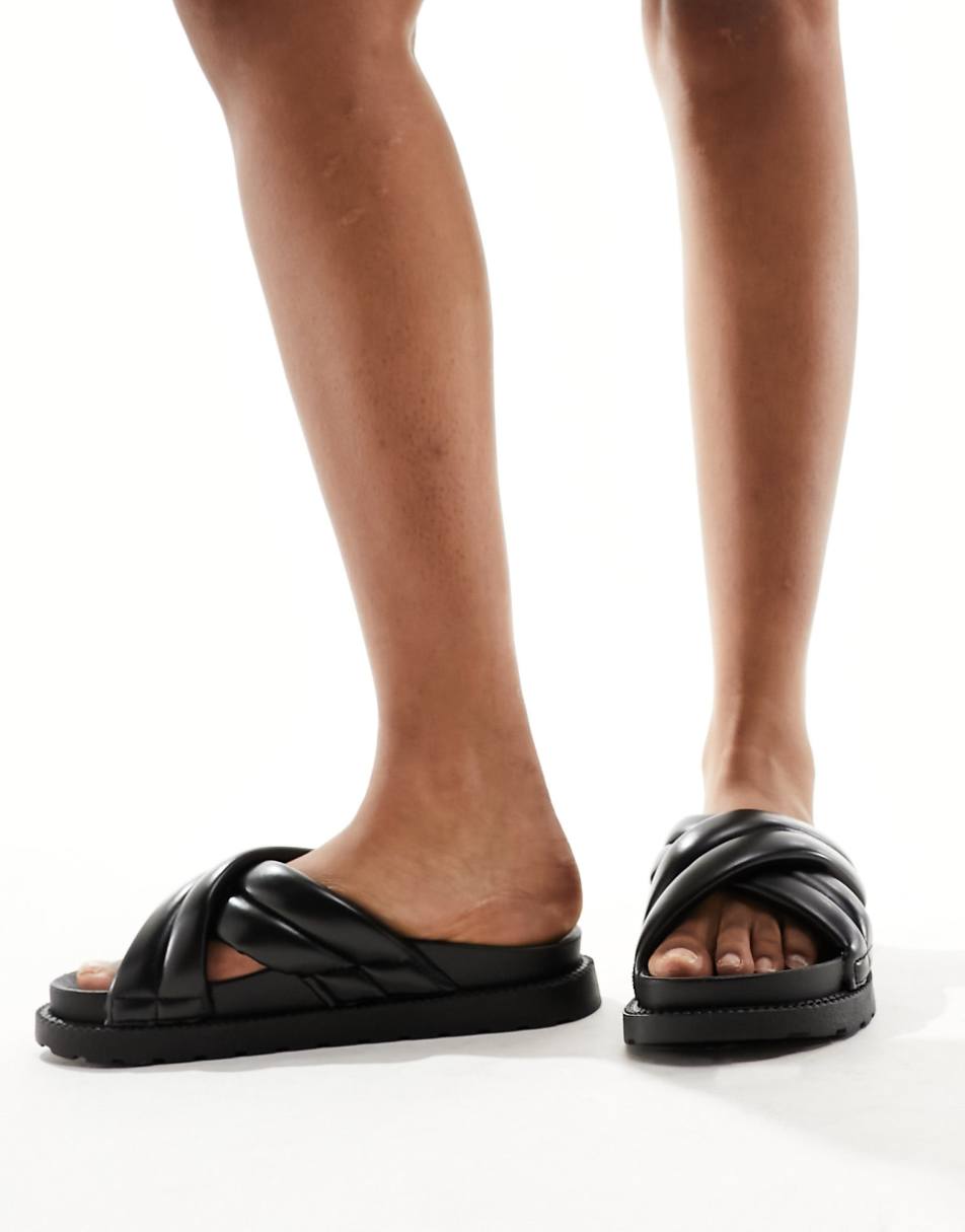 Glamorous crossover strap slides in black
