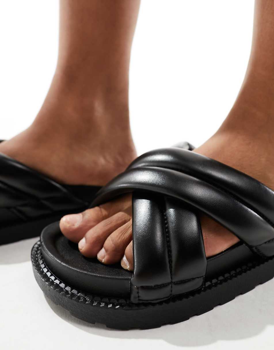 Glamorous crossover strap slides in black