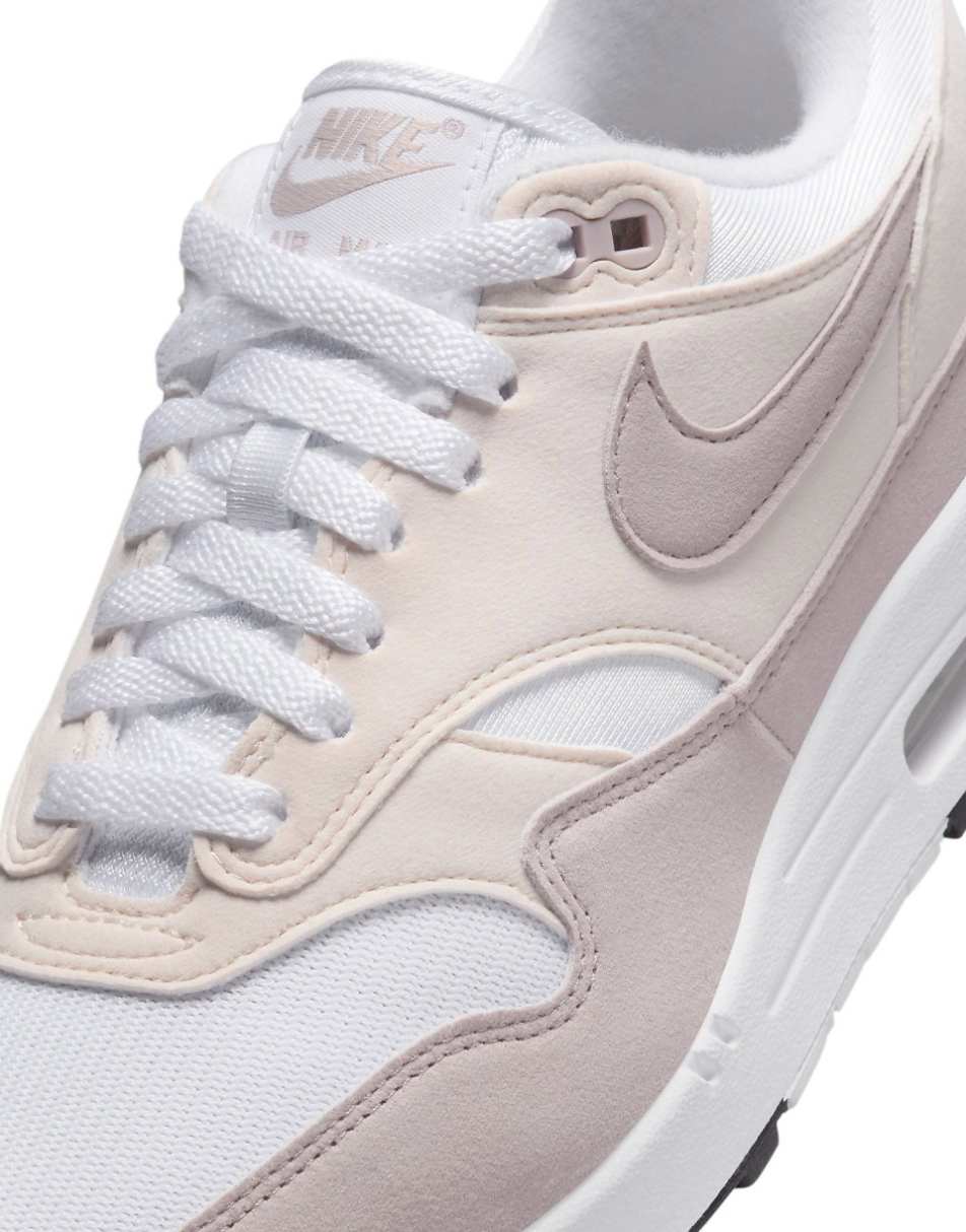 Nike Air Max 1 sneakers in white and pink