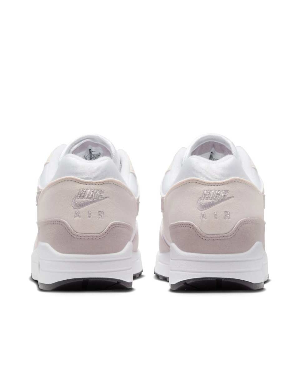 Nike Air Max 1 sneakers in white and pink