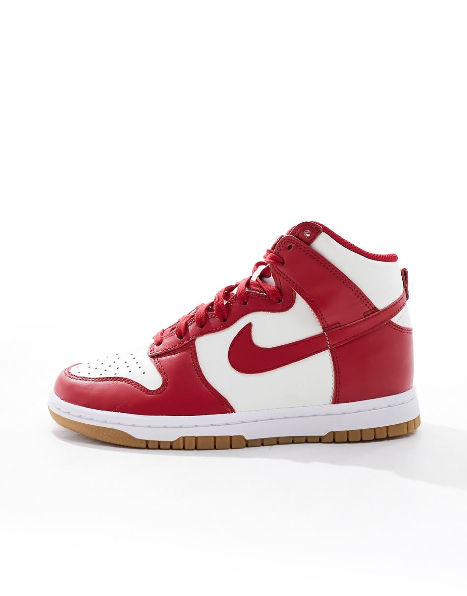 Nike Dunk High sneakers in red and white