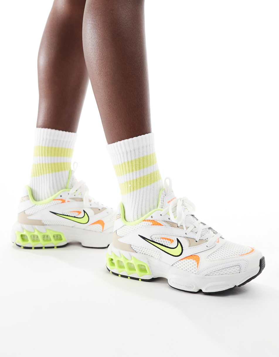Nike Zoom Air Fire sneakers in white and green