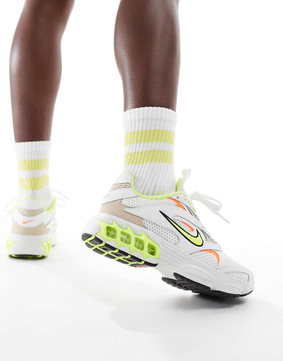Nike Zoom Air Fire sneakers in white and green