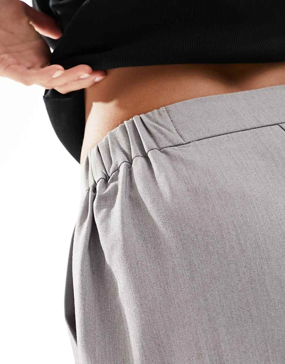 ASOS DESIGN Petite tailored wide leg dad pants in gray
