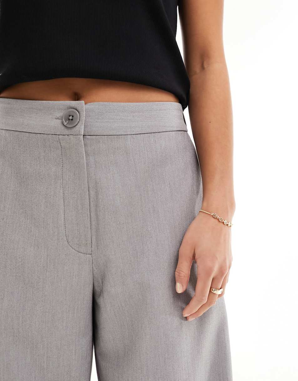ASOS DESIGN Petite tailored wide leg dad pants in gray