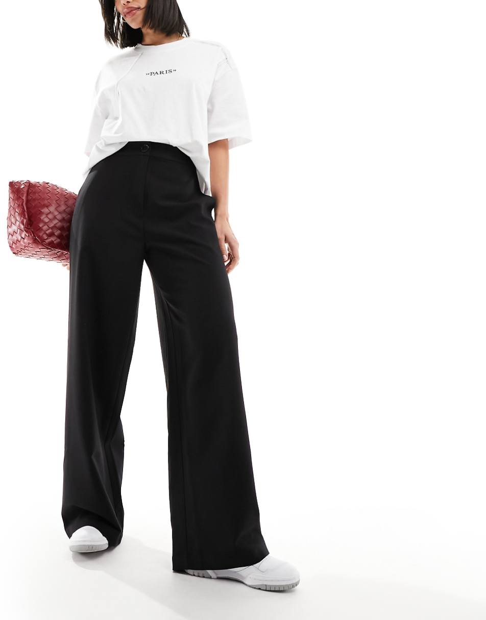 ASOS DESIGN tailored wide leg dad pants in black
