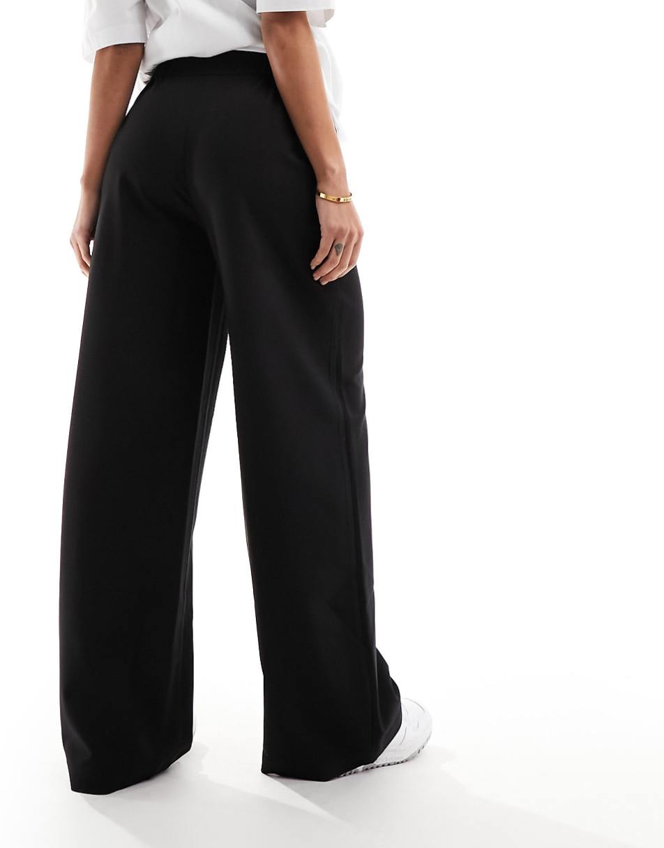 ASOS DESIGN tailored wide leg dad pants in black