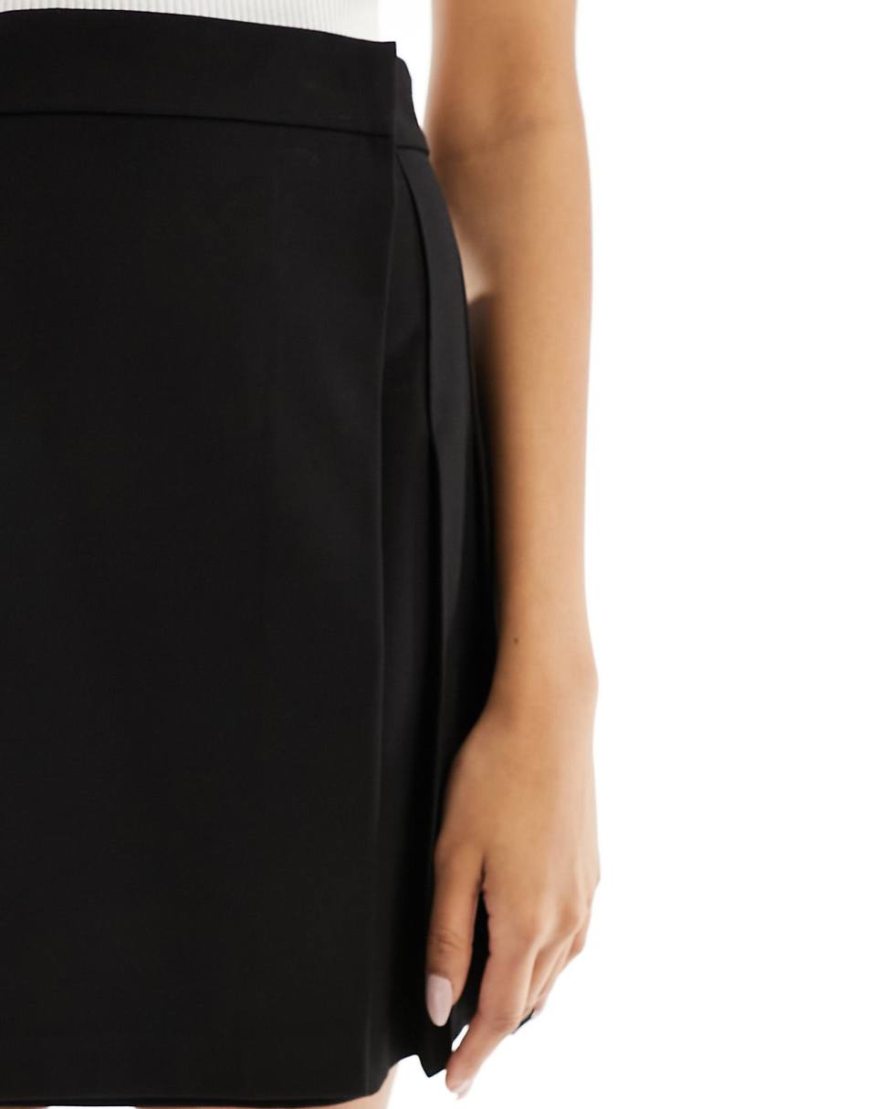 ASOS DESIGN pleated tailored mini skirt in black