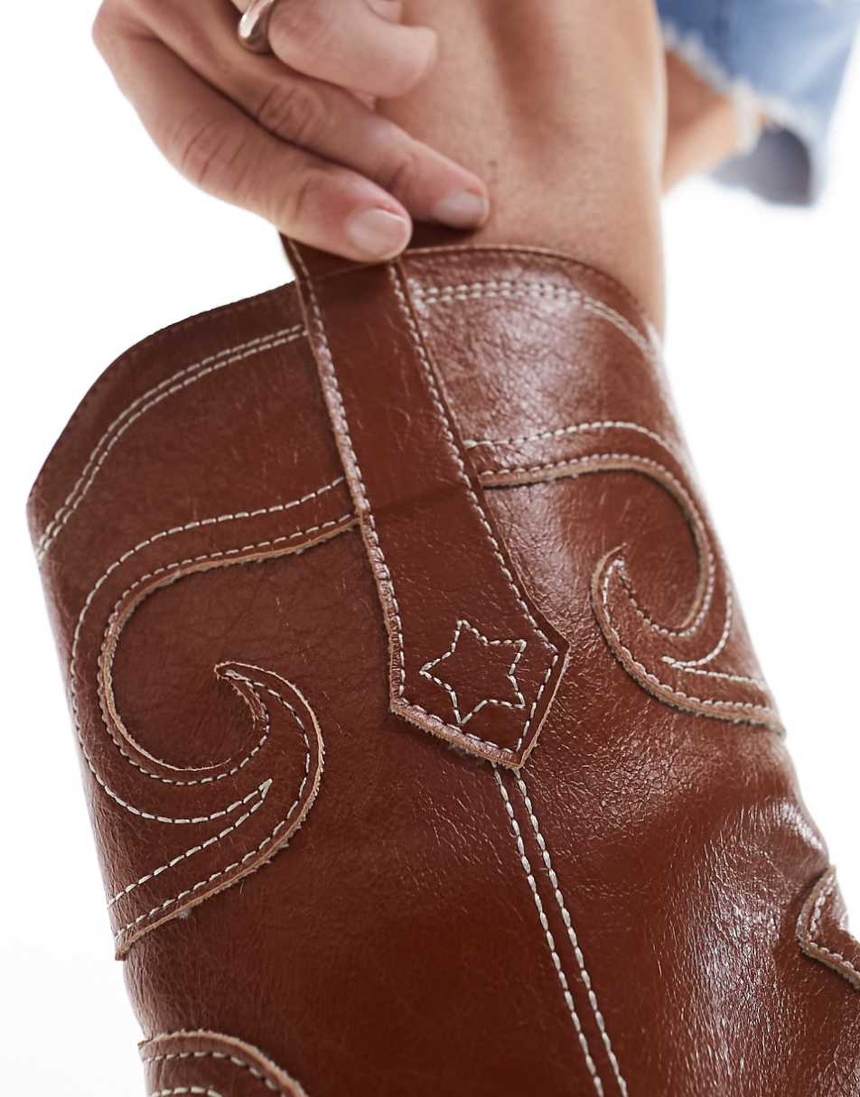 Public Desire Folklore ankle western boots in tan