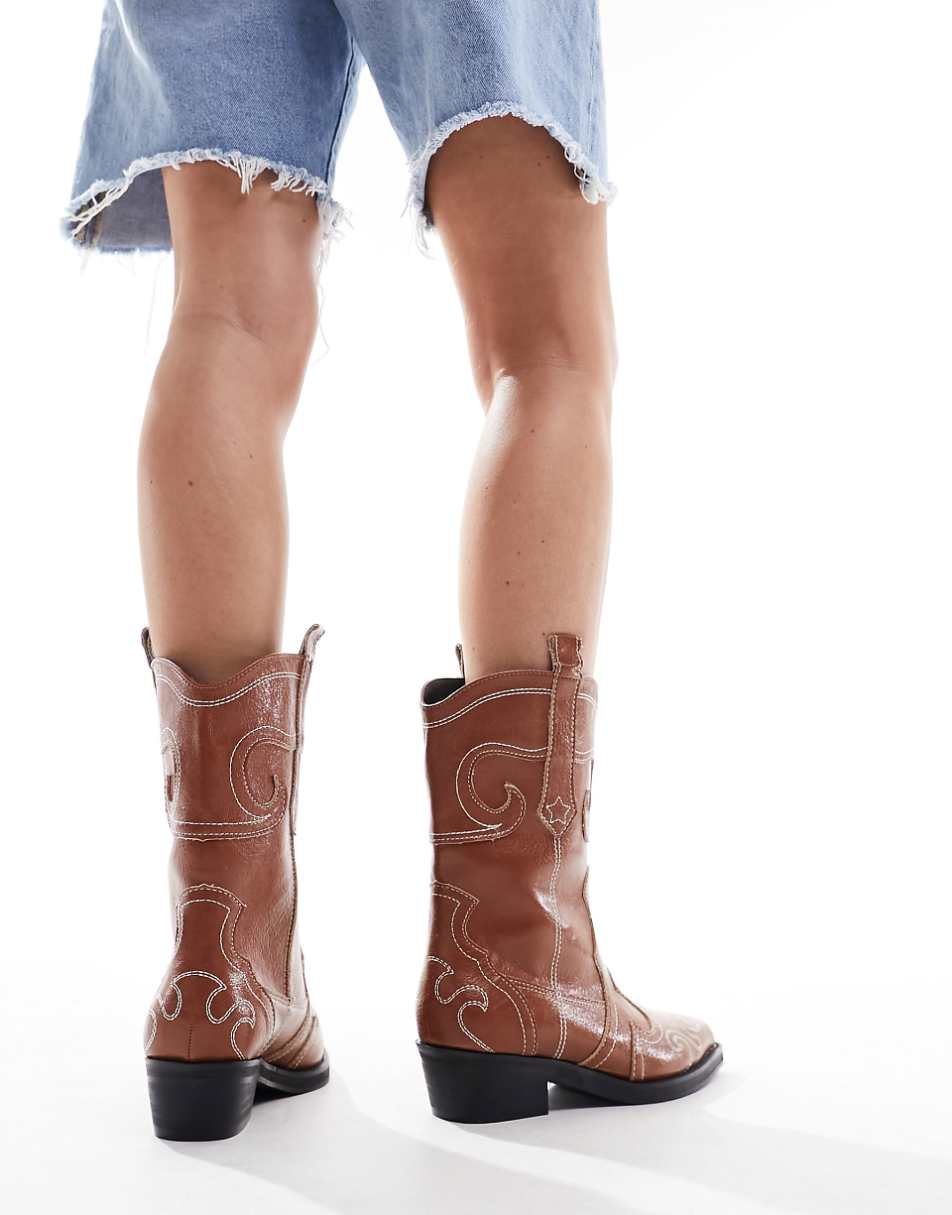Public Desire Folklore ankle western boots in tan