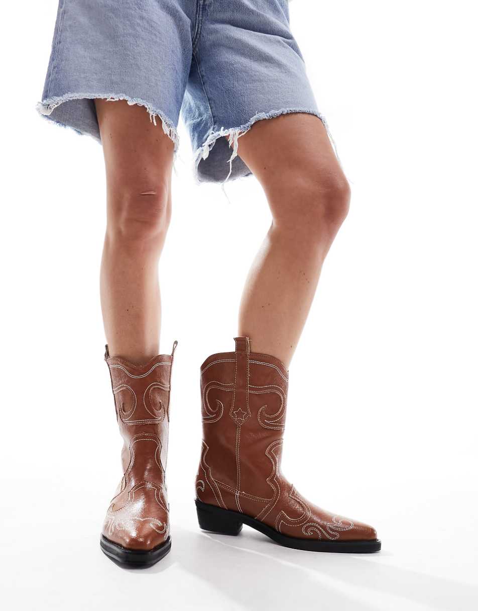 Public Desire Folklore ankle western boots in tan