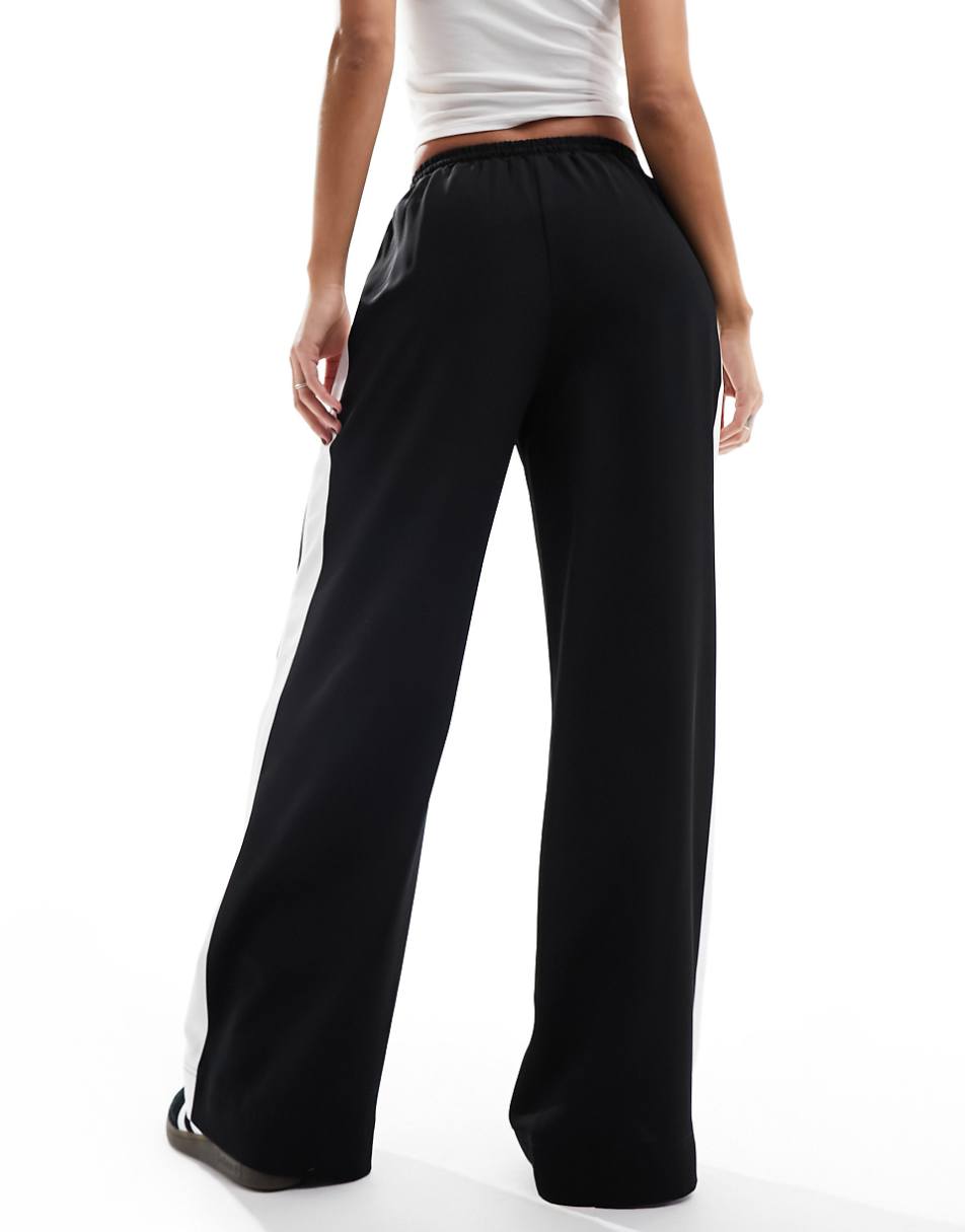 ASOS DESIGN pull on pants with contrast panel in black