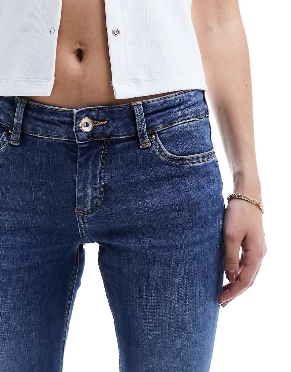 ONLY Blush low rise flared jeans in mid blue wash