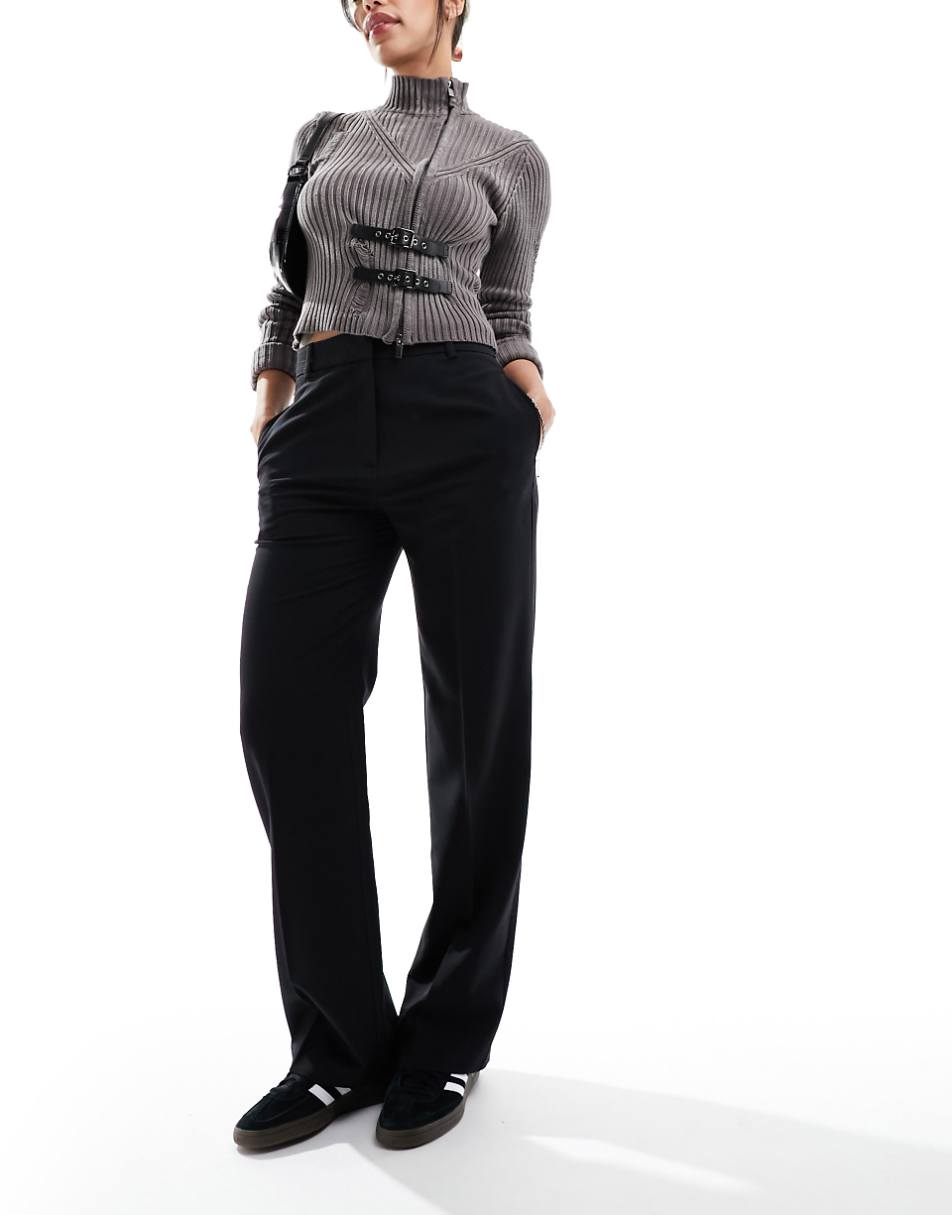 ASOS DESIGN tailored straight leg pants in black