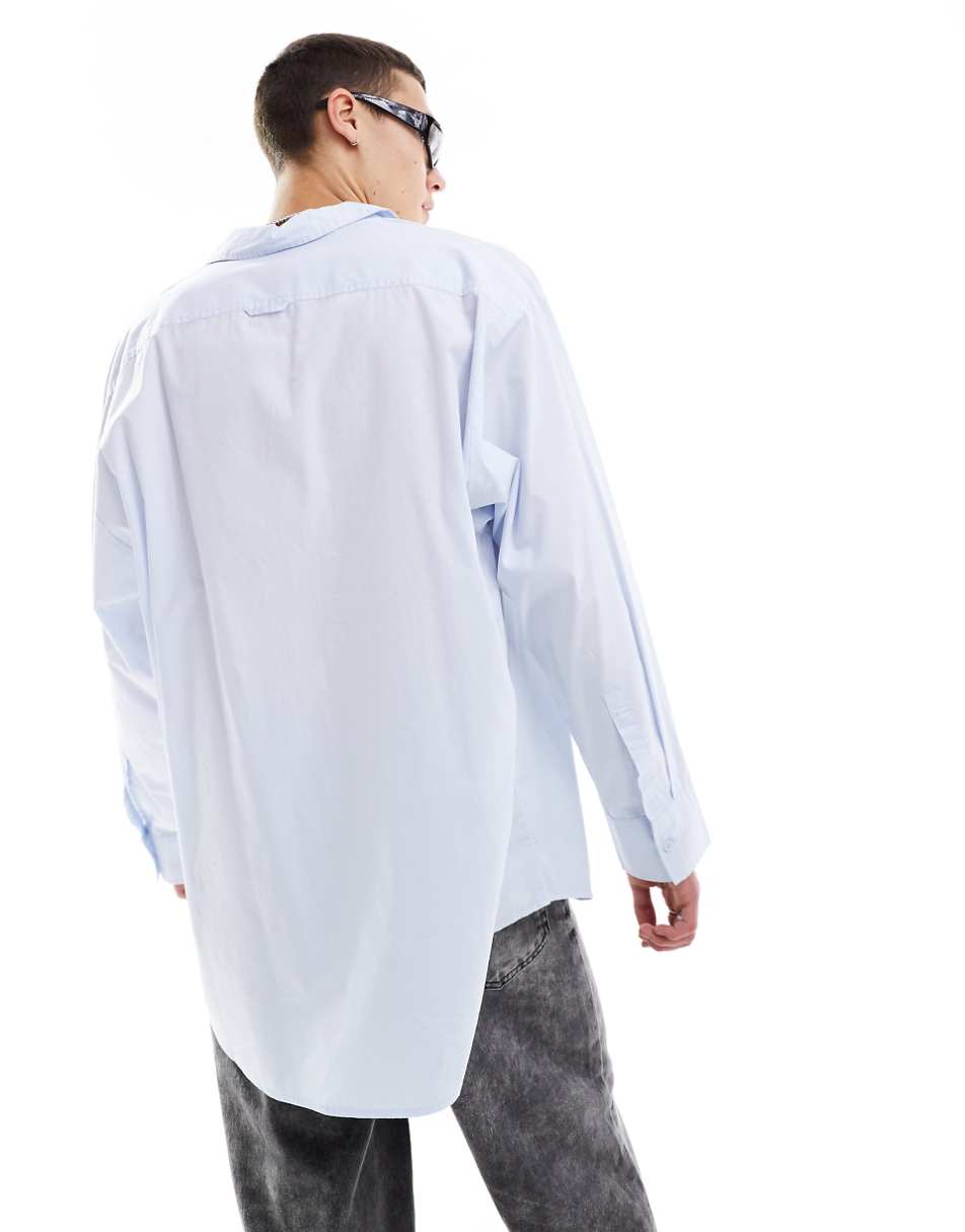 COLLUSION Unisex oversized cotton shirt in washed blue
