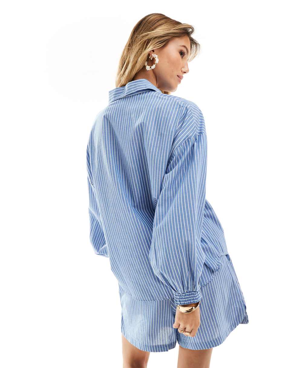 ONLY boxy fit shirt in blue & white stripe - part of a set