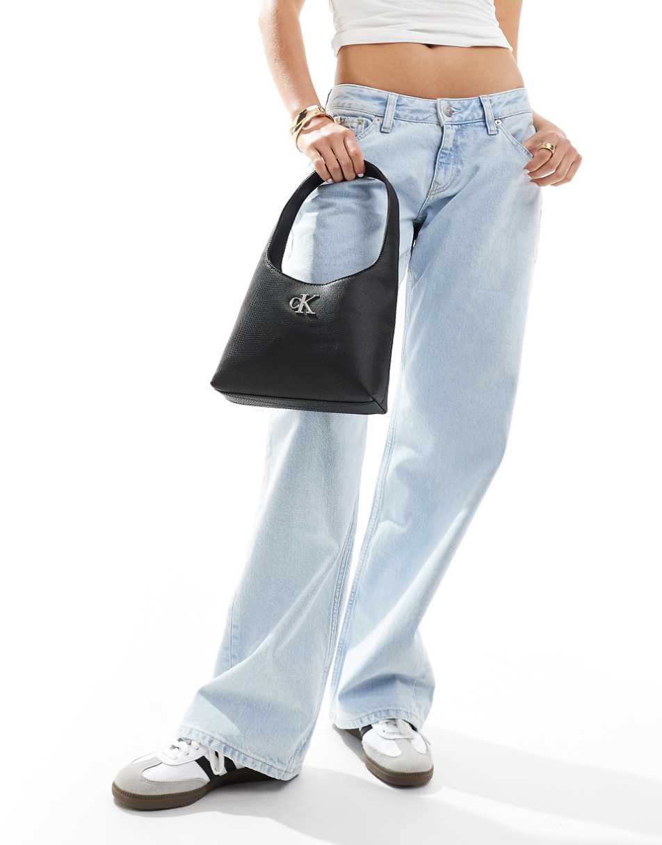 Calvin Klein Jeans minimal monogram shoulder bag in black