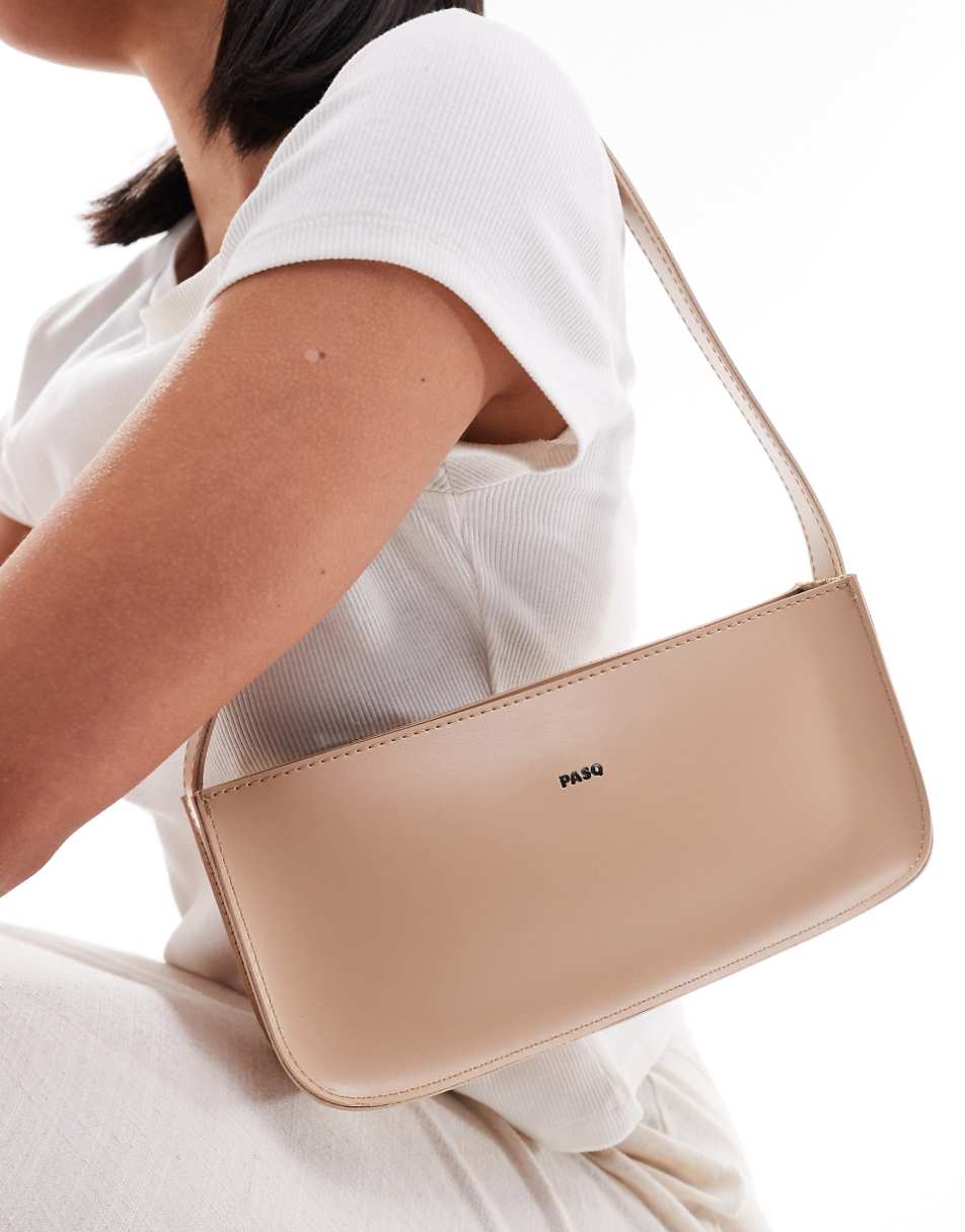 PASQ clean baguette shoulder bag in cream