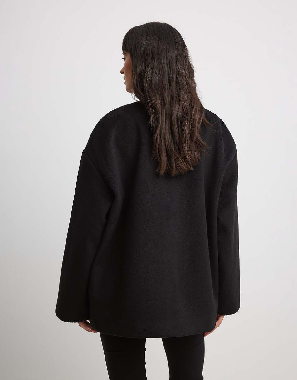 NA-KD short coat with scarf in black