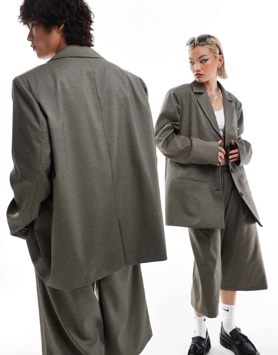 COLLUSION Unisex oversized blazer in plaid - part of a set