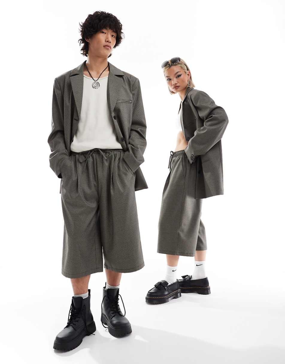 COLLUSION Unisex oversized blazer in plaid - part of a set