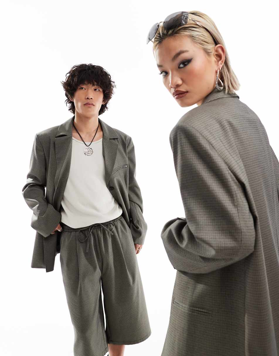 COLLUSION Unisex oversized blazer in plaid - part of a set