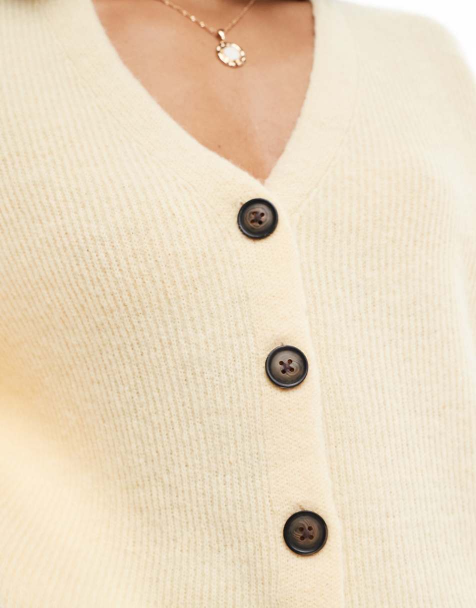 ASOS DESIGN v neck cardigan in loose knit in buttermilk