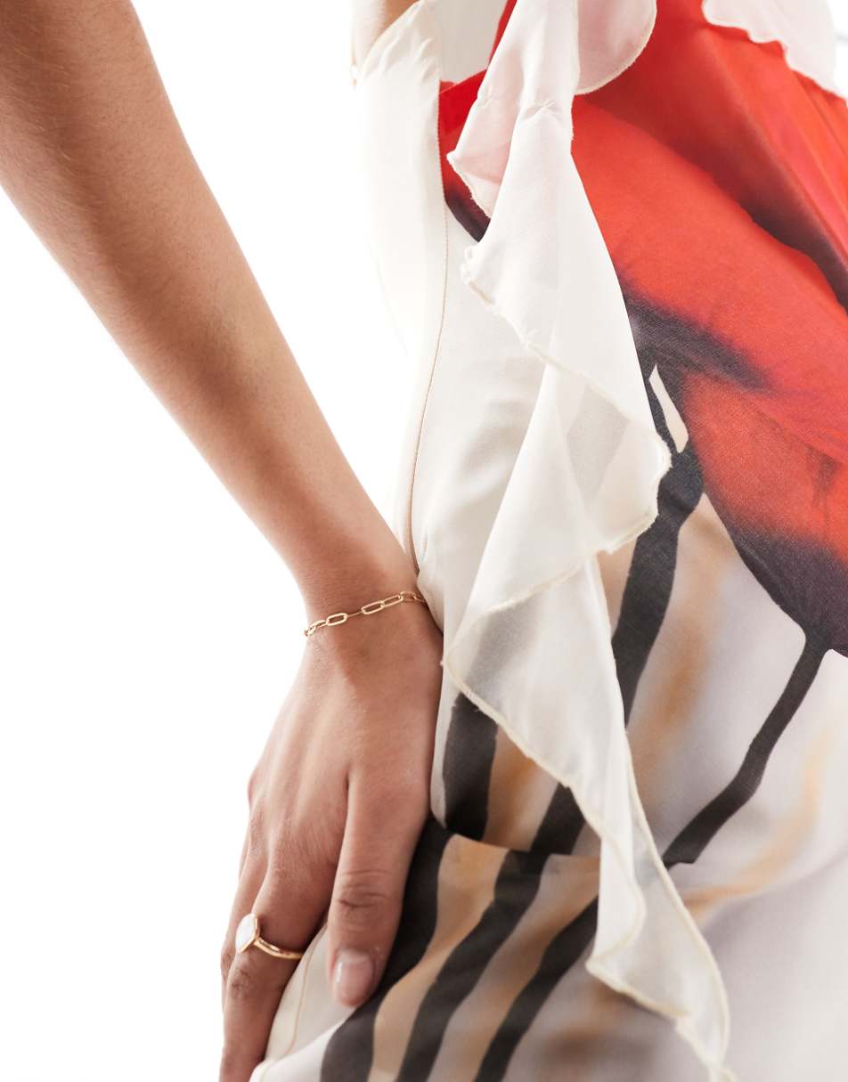 ASOS DESIGN placement print floral midi slip dress with tendril detail