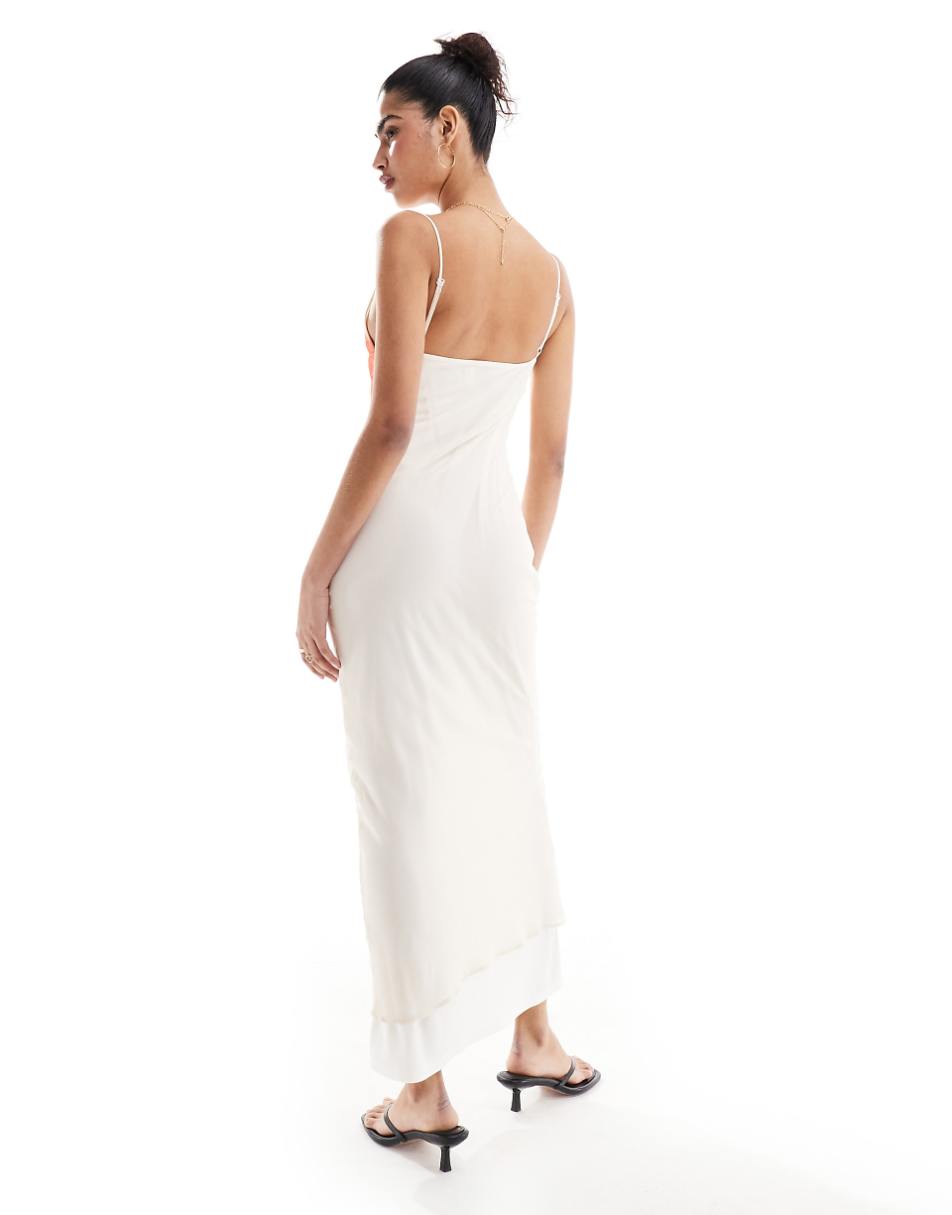 ASOS DESIGN placement print floral midi slip dress with tendril detail
